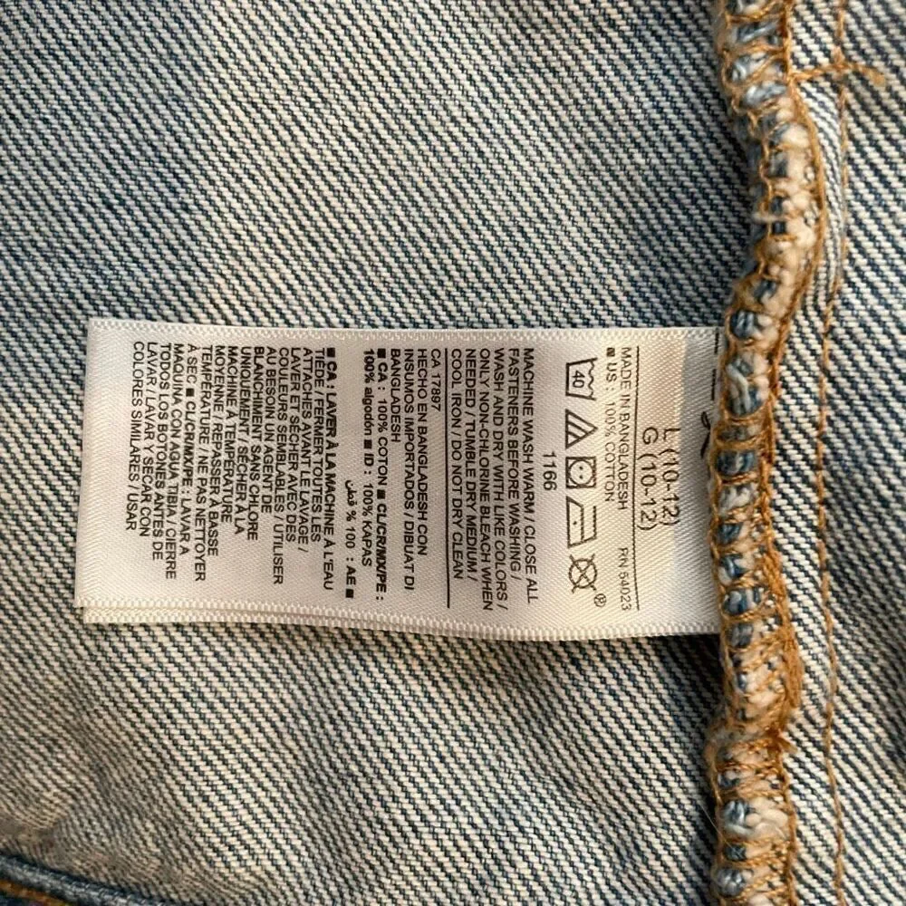Old Navy Girls Denim Jacket 10-12 Light Wash 100% Cotton Preppy Classic